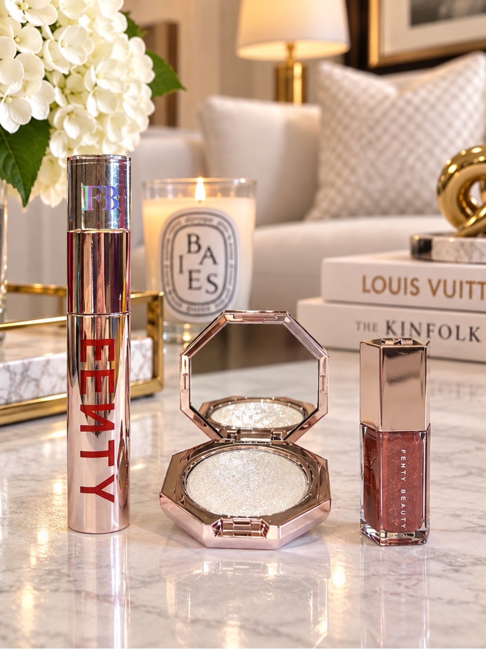 FENTY BEAUTY Diamond Bomb Gloss Bomb Stix Hot Chocolit Fenty Glow 3pc Bundle